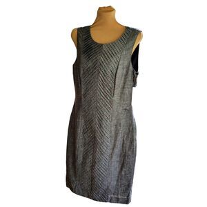 NWT Calvin Klein Women's Black Gray Pleated Front Fitted Sheath Dress - Size 4